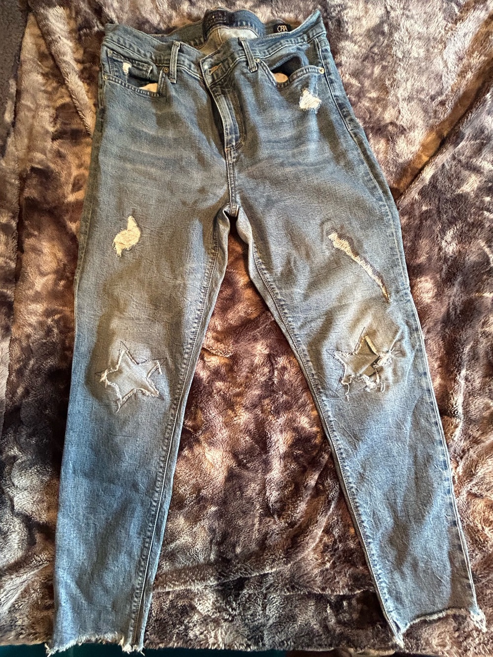 Lucky Brand Distressed Light Blue Star Patch Jeans